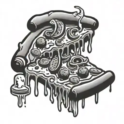 goofy outer world pizza slice tattoo design idea