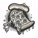 goofy outer world pizza slice tattoo design idea