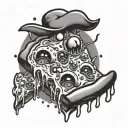 goofy outer world pizza slice tattoo design idea