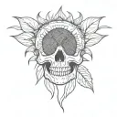 skull sunflower tattoo design idea