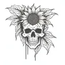 skull sunflower tattoo design idea