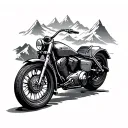 motorcycle mountains compass tattoo design idea