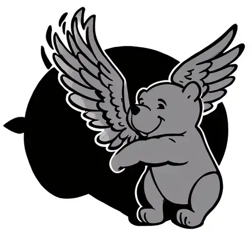 winnie the pooh with wings tattoo design idea
