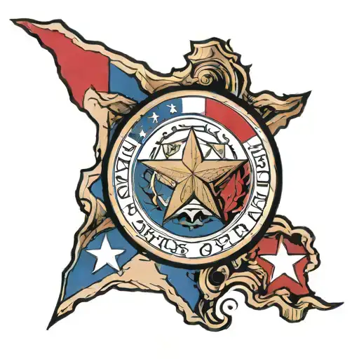 Texas State flag and Texas state outline tattoo design idea