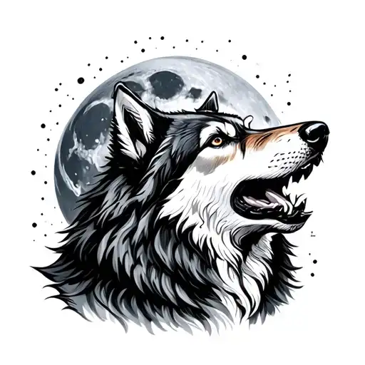 Wolf Howling At Moon tattoo design idea