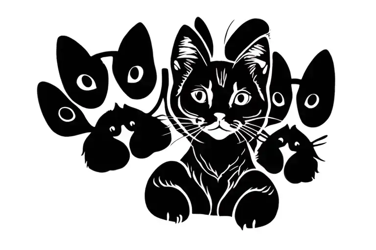 pet memorial tattoo, 2 cats sitting tattoo design idea