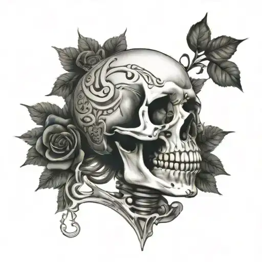 Skeleton Fatima Goethe Text tattoo design idea