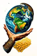 atlas holding the world honeycomb design tattoo design idea