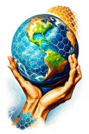 atlas holding the world honeycomb design tattoo design idea