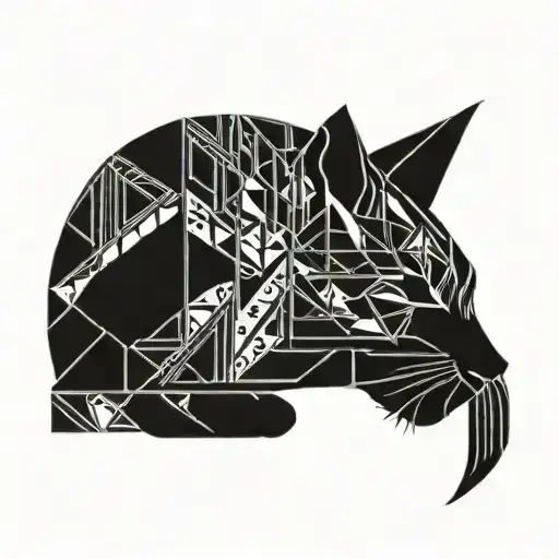 cat egypt type lines tattoo design idea