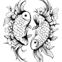 2 yin Yang koi fish with flowers in them tattoo design idea