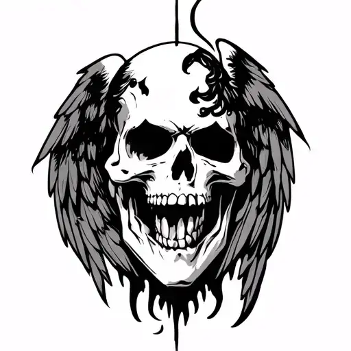 kiss of death angel tattoo design idea