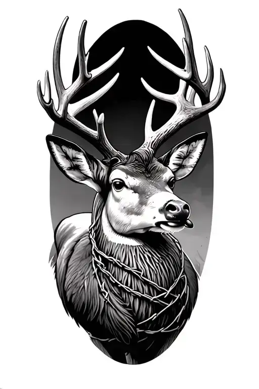 just deer antlers 8 points, barb wire wrapped, ducks tattoo design idea