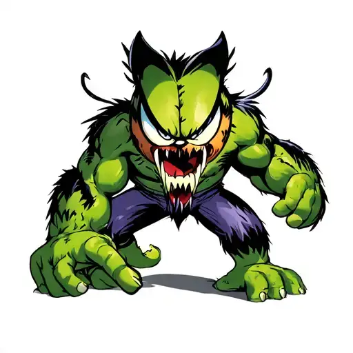 Garfield venom hulk tattoo design idea