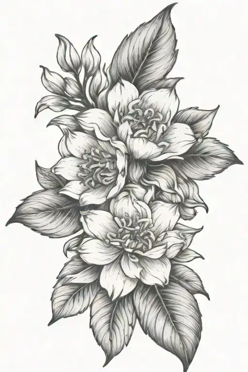 april, august, september, november, december birth flower tattoo design idea
