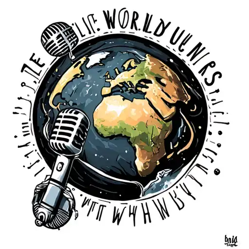 the world is yours with world surrounding me from a small town with a big dream and a microphone saying golden child  tattoo design idea