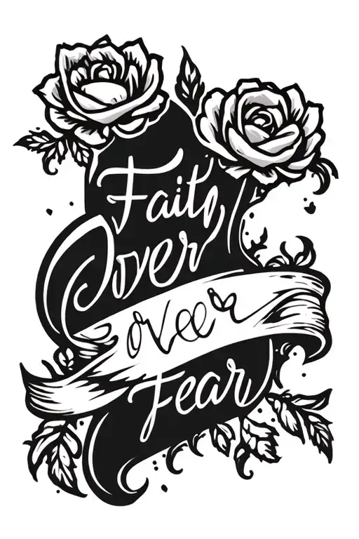 faith over fear cursive lettering tattoo tattoo design idea