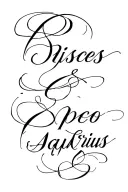 PISCES AND AQUARIUS SPINE AND SCRIPT TATTOO FINE LINE tattoo design idea