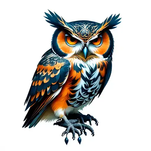 gothic inspired owl tattoo design idea