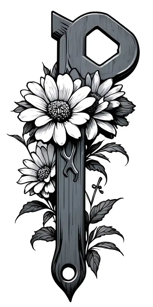 autism,flowers,cross,wrench, tattoo design idea