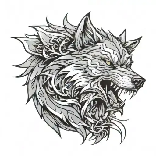 angry wolf tattoo design idea