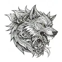 angry wolf tattoo design idea
