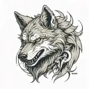 angry wolf tattoo design idea