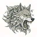 angry wolf tattoo design idea