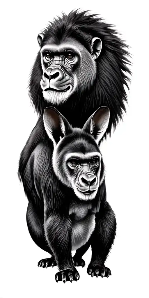lion gorilla kangaroo tattoo design idea