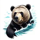 gay bear and ocean tattoo design idea