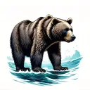 gay bear and ocean tattoo design idea