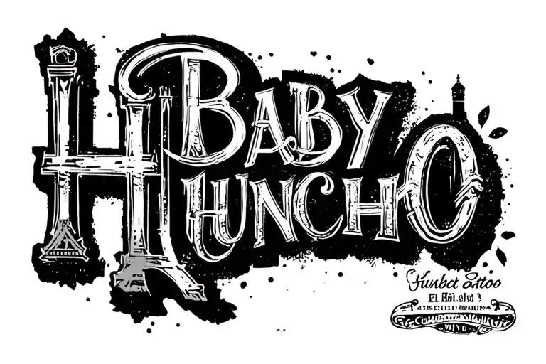 "BABY HUNCHO" TRAMP STAMP POSTCARD EIFFEL TOWER tattoo design idea