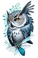 dolphin, owl, snow leopard, dragonfly, tattoo design idea