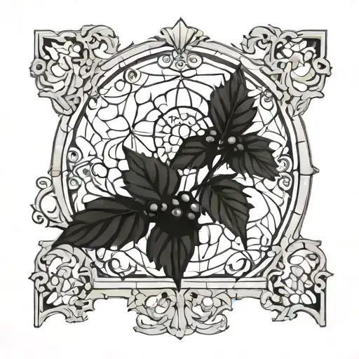 blackberry vine cathedral window Nostalgic vibe Outside tattoo design idea