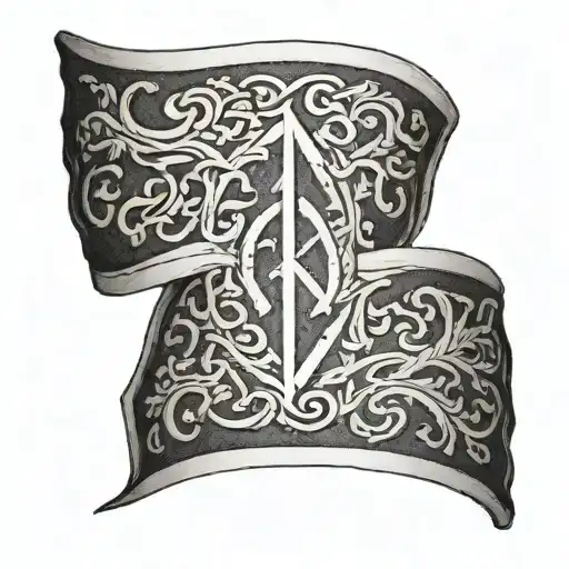 anglo Saxon arm band with runic forest tattoo design idea