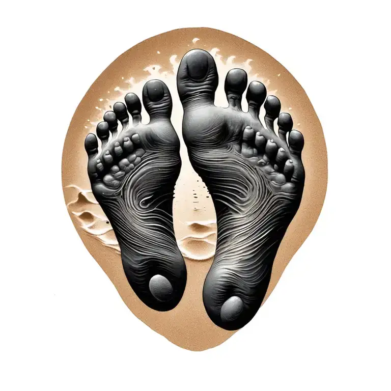 footprints in the sand tattoo design idea