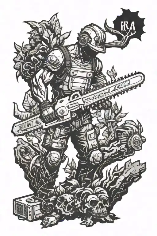 chainsaw man standing tattoo design idea