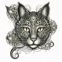 Neurons, neural network, forming a cat face tattoo design idea
