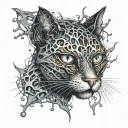 Neurons, neural network, forming a cat face tattoo design idea