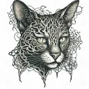 Neurons, neural network, forming a cat face tattoo design idea