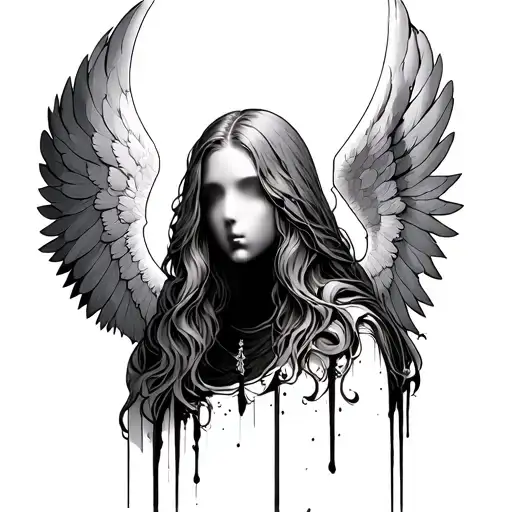 faceless angel tattoo design idea