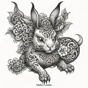 Japanese Taurus and rabbit blend tattoo design idea