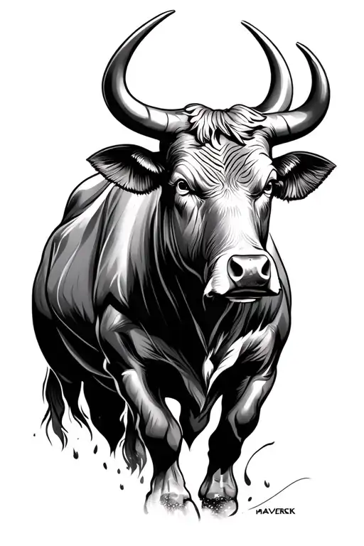 sons name maverick bull tattoo design idea