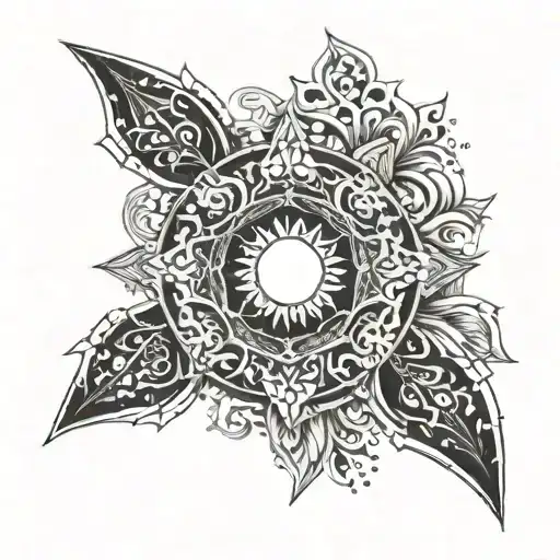 inspired by tame impala and black ornament for the neck and chest tattoo design idea
