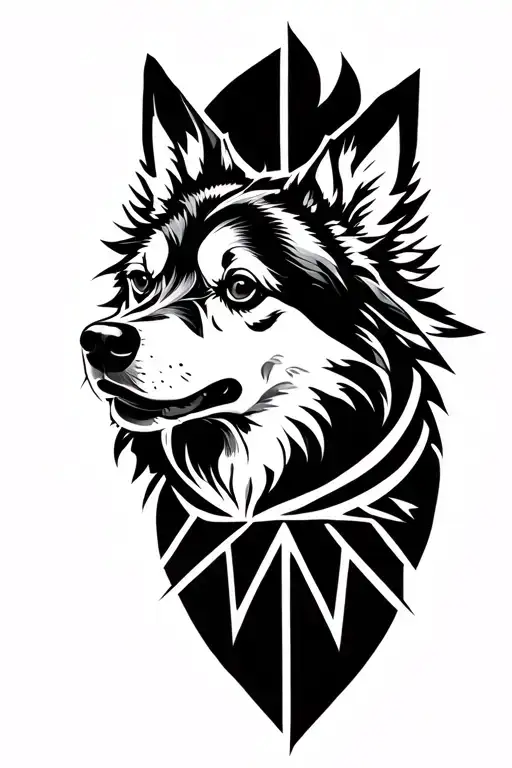 a subtle, connected to soul leaving the body, spitz dog in heaven tattoo design idea