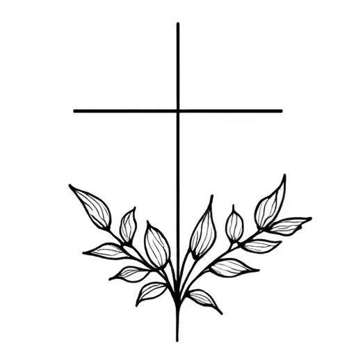 floral cross tattoo design idea
