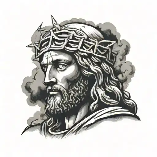 rio de janeiro , jesus statue , shadow , smoke tattoo design idea