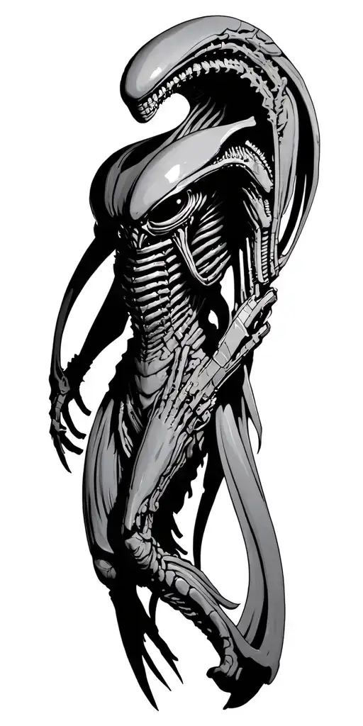 alien the predator fighting alien tattoo design idea