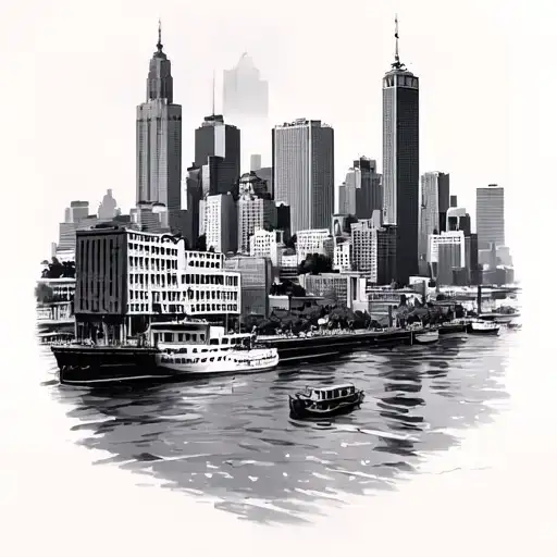 new orleans sky line tattoo design idea