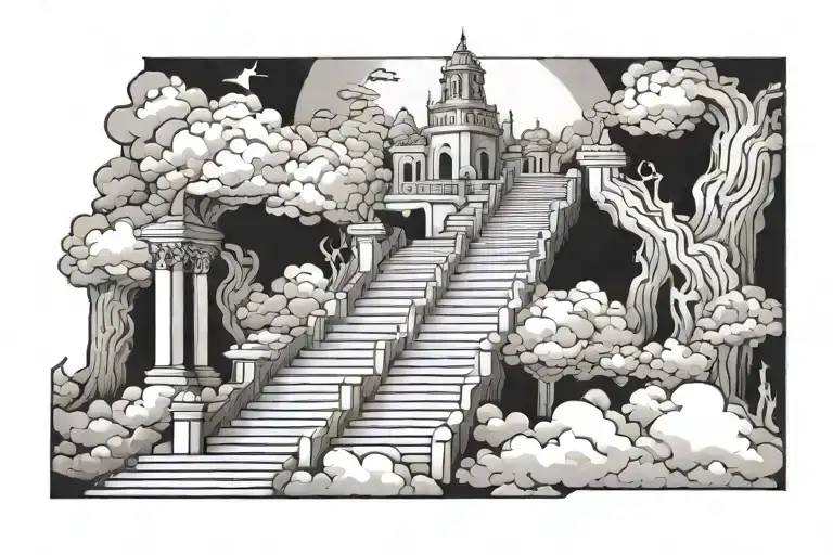 stairway to heaven vs hell tattoo design idea